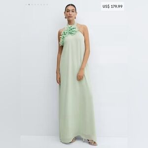 Mango Halter-Neck Open Back Dress